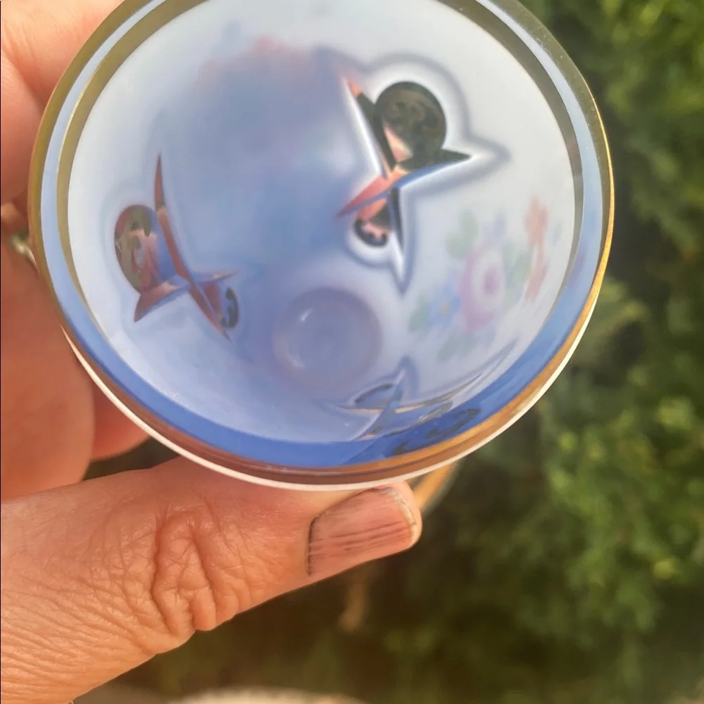 ❤️💙 Czech Bohemian Hand Enameled Floral White Cased Cut to Cranberry Glass -🌺🌸